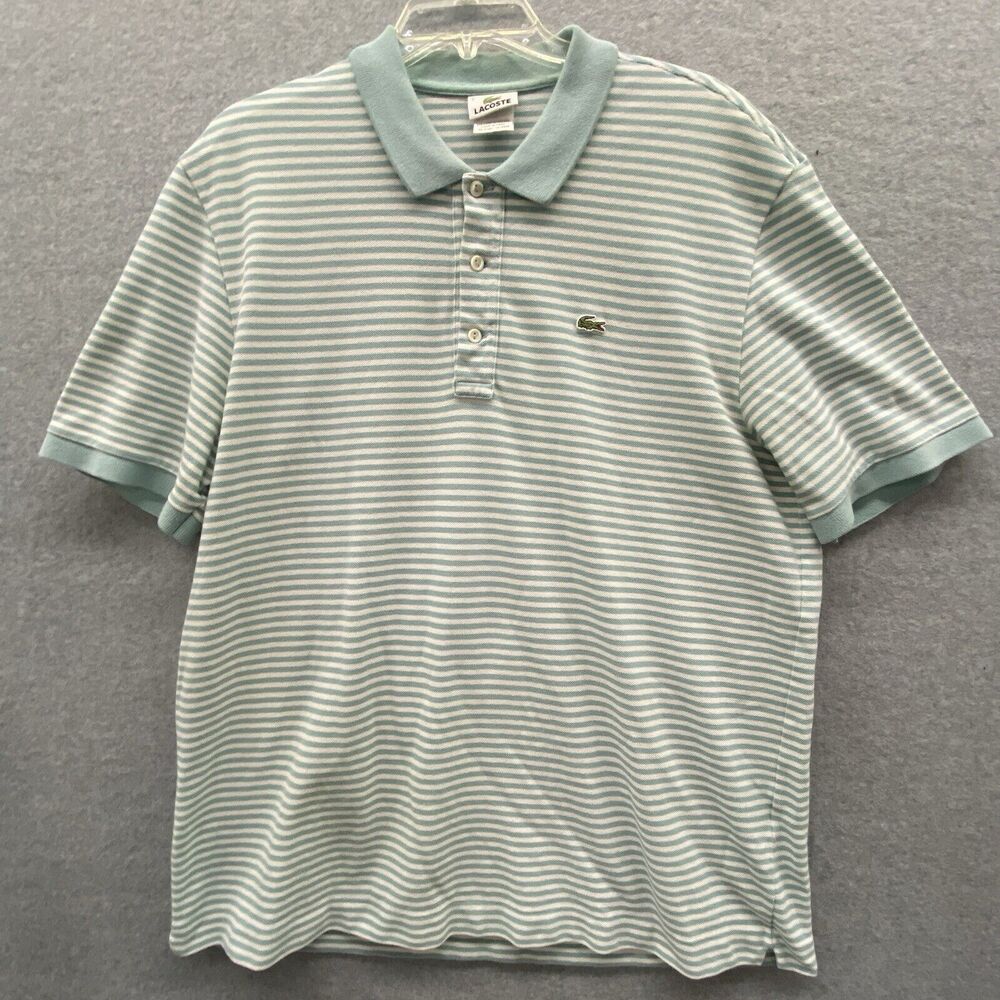 Lacoste Polo Shirt Mens Size 7 2XL Classic Golf Preppy stripe Tennis Xxl Green
